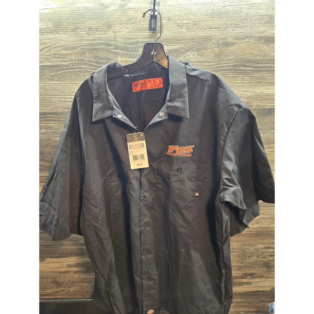 Dickies Mens Fox Cycle Works Work Shirt Black Short Sleeve Button Up 3XL LS535BK